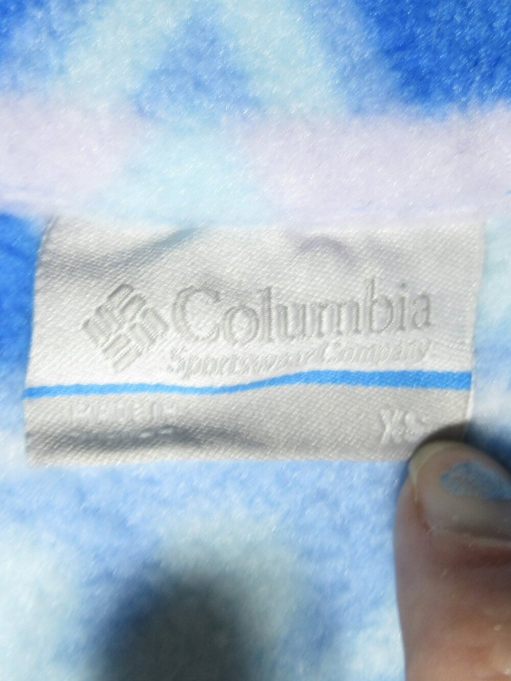 Columbia Blue Geometric Print Fleece Zip-Up Jacket | Size XS - Picture 7 of 9